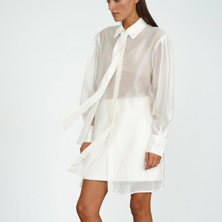 Sheer Tie Cardigan Shirt