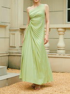 One-Shoulder Asymmetric Cutout A-Line Maxi Dress