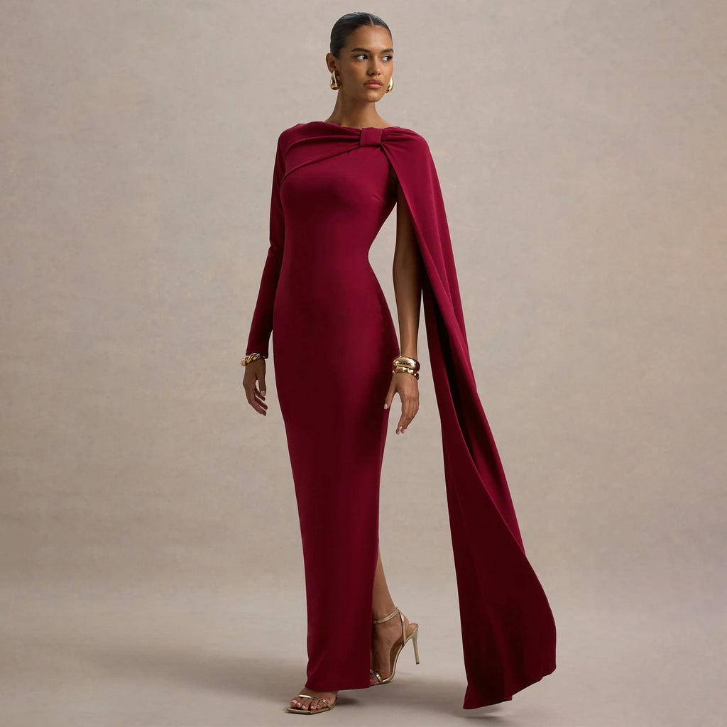 Women's One-Shoulder Ribbon Evening Dress