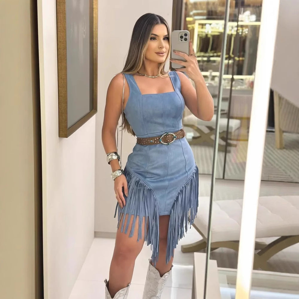 Women's Tassel Spaghetti-Strap Dress