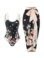 Printed Skirt One-piece Swimwear