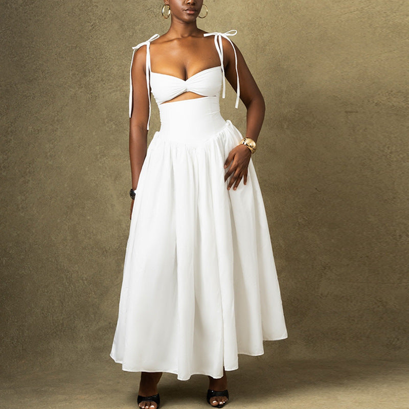 Women's Spaghetti-Strap Backless Ruched Cutout Maxi Dress