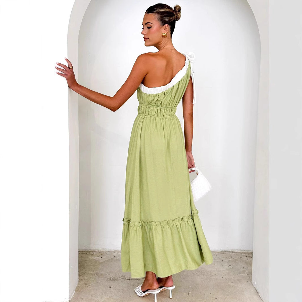 Women's Lace up Solid Color Dress