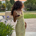 Women's Floral Lace Ruffled Cami Bodycon Maxi Dress