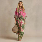 Vacation Positioning Printing Loose Shirt WL Trousers Two