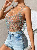 Women's Women’s Rhinestone Chain Backless Crop Top