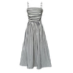 French Striped Bandeau A-Line Dress