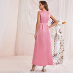 Short Sleeve Sleeveless Square Collar High Waist A-Line Dress