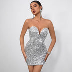 Women's Sequin Backless Bodycon Dress