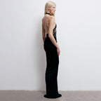Sheer Cutout Lace Breathable Backless Sleeveless Black Slim Fit Dress Stretch Sexy Women Clothing
