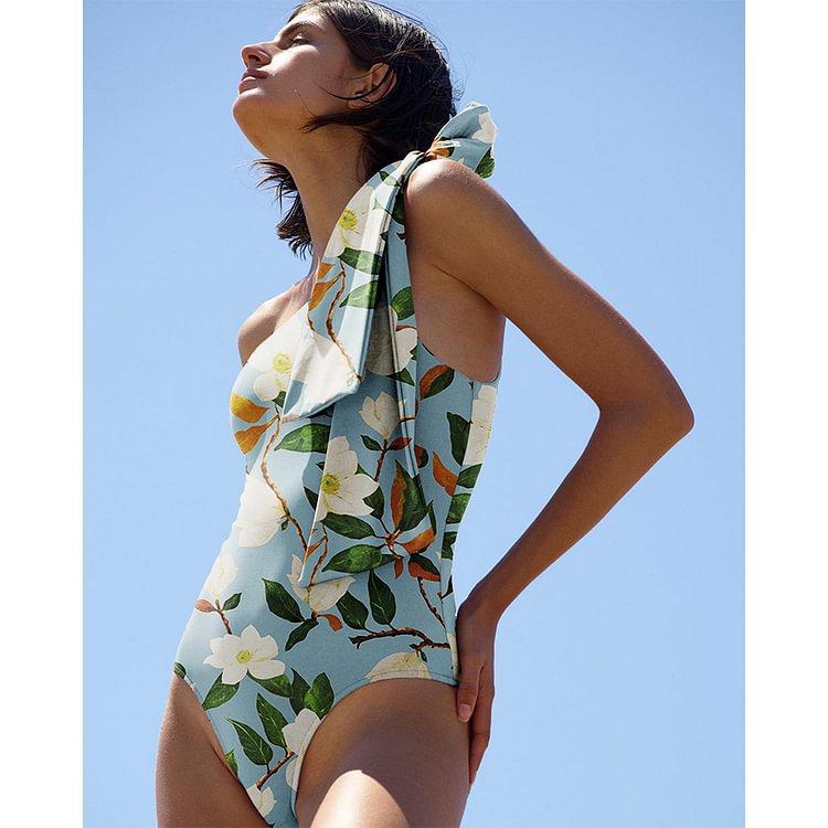 Oblique Shoulder One-piece Swimwear
