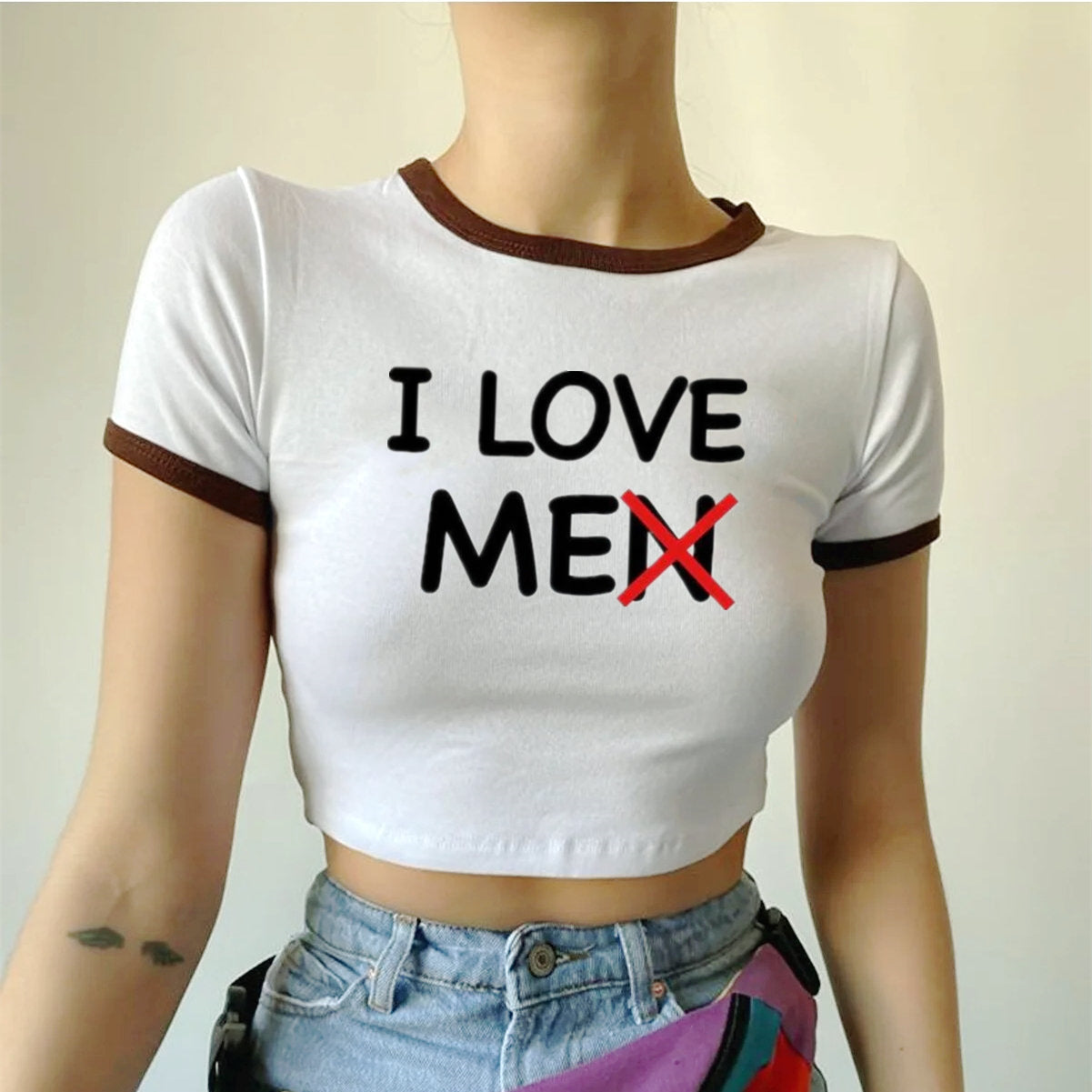 Women’s I Love Graphic Cropped T Shirt