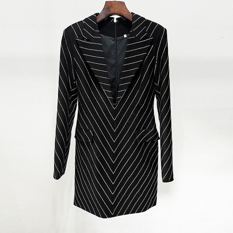 's Elegant Rhinestone Collar Slim Sheath Dress