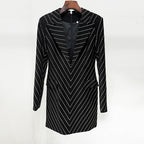 's Elegant Rhinestone Collar Slim Sheath Dress