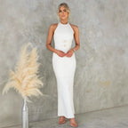 Women's Summer Sexy Hollow Out Cutout Backless Halter Elegant Dress
