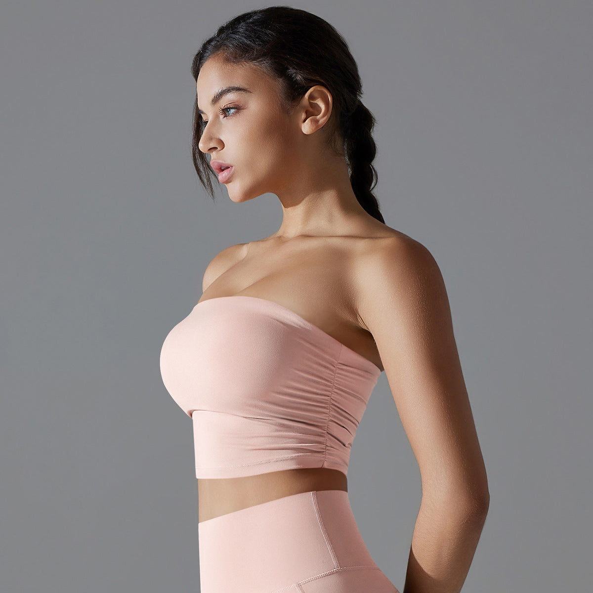 One Piece Nude Feel Sports Underwear Anti Exposure Inner Tube Top Base Workout Top Skinny Yoga Clothes Women
