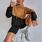 Loose Street Sweatshirt Contrast Color Hooded Long Sleeve Top