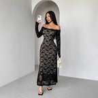 Lace Slim V-Neck Maxi Dress
