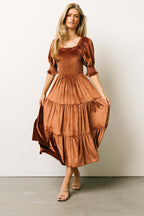 Women's Gold Velvet Ruffle Dress