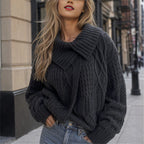 Women's Asymmetric Scarf Knit Sweater