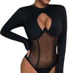 Women's Sheer Mesh Backless Cutout Jumpsuit