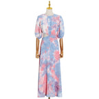 Women's Contrast-Color Short-Sleeve Midi Dress