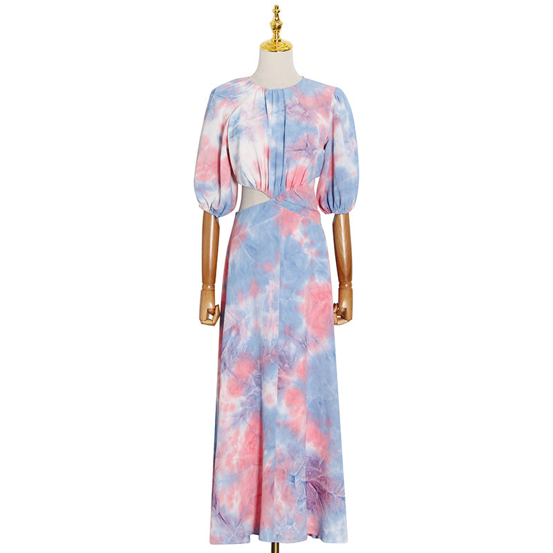 Women's Contrast-Color Short-Sleeve Midi Dress