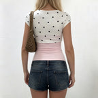 Sweetheart Polka Dot Contrast Color Casual Twisted Lace up