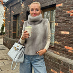 Autumn Winter Elegant Comfortable High Collar Warm Furry Sleeveless Buckle