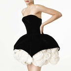 Women's Velvet Strapless Floral Dress