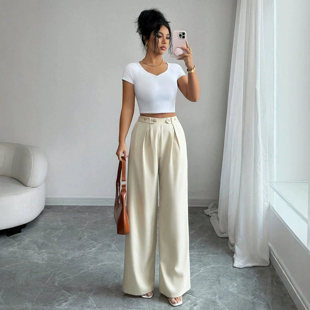 Slimming Elegant Pants WL Straight Pants, HW Drooping