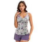 Split Printed Tankini Swimwear