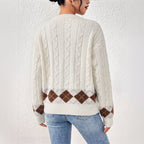 Women's Plaid Low-Collar Knit Cardigan