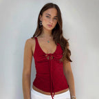 's Little Fresh Hollow Out Cutout Out Tied Texture Vest Vacation
