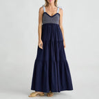 Office Sleeveless Lace-Up Long Strappy Dress