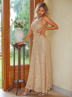 Women's Off-Shoulder Sequined Prom Dress