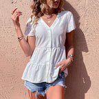 Women Summer Tops Casual Simple White Shirt