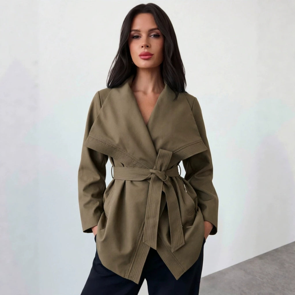 Retro Collared Short Trench Coat