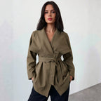 Retro Collared Short Trench Coat
