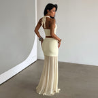 Women's Sexy Vacation Skirt Metal Floral Halter Top Skirt Sexy Set