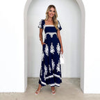 Floral Square-Neck Smocked Dress