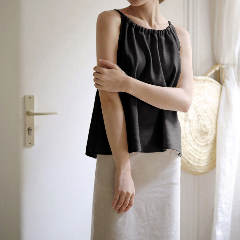 Women's Linen Halter Sleeveless Top