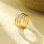 Women's Three Layer Zircon Ring