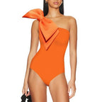 French Solid One-piece Swimwear