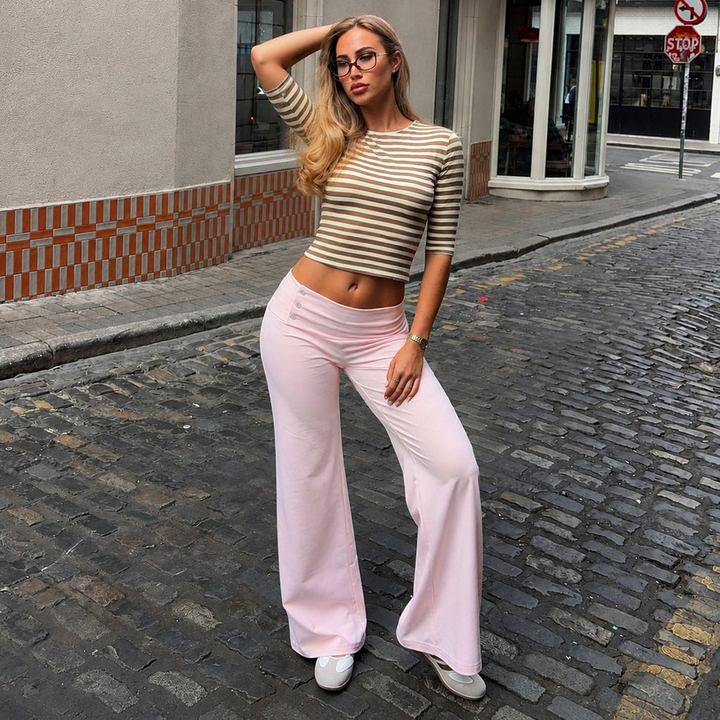Women's Striped Two-Piece Top & Pants Set