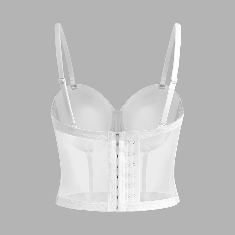 's Mesh Elastic Slim Boning Corset Bra Strap Outdoor Bar Party