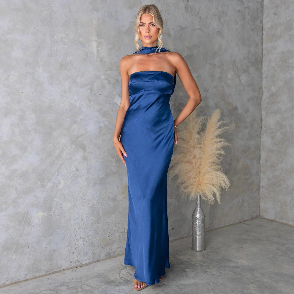 Women's Satin Halter Dress
