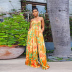 Floral Smocked Strapless Wide-Leg Jumpsuit