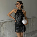 Women's Backless Halter Split Dress