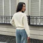 Women's Autumn Plush Crew-Neck Button Cardigan